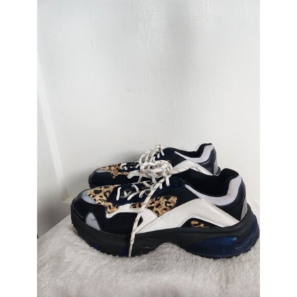 SNKR Project Prospect Park Sneakers Black White Leopard Front Side Sz 9 GUC - Picture 6 of 10